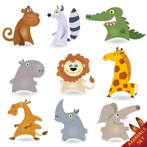 Cartoon animals set #3 — Stock Vector