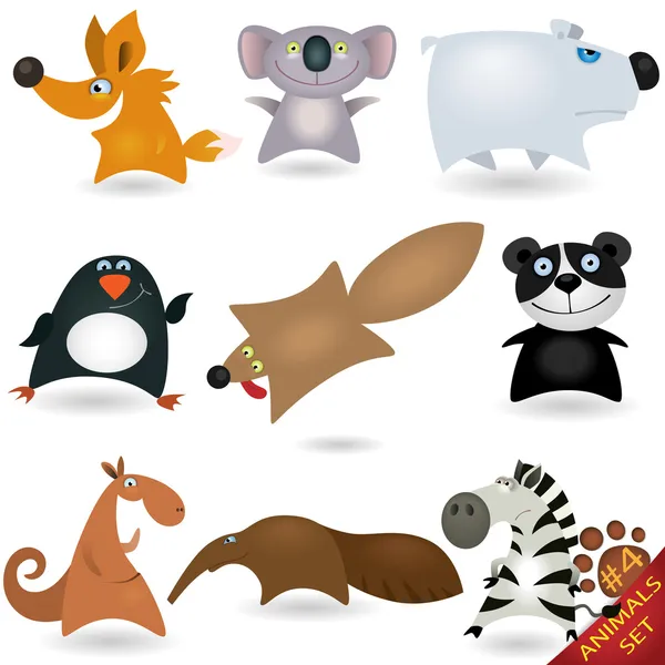 Conjunto de animales de dibujos animados # 4 — Vector de stock