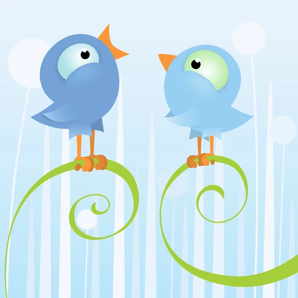 Deux oiseaux aimants # 2 — Image vectorielle