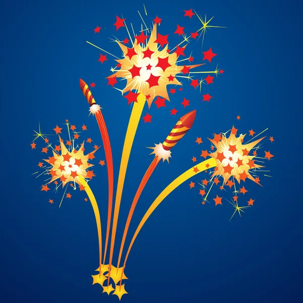 Fireworks and flying rockets — Stock Vector