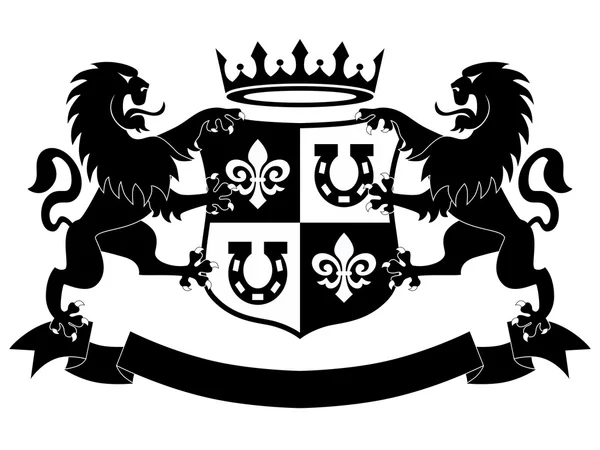 Escudo dos Leões e Insígnia da Coroa — Vetor de Stock