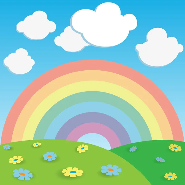 Rainbow és a virágok — Stock Vector