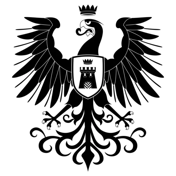Black heraldic eagle — Stock Vector