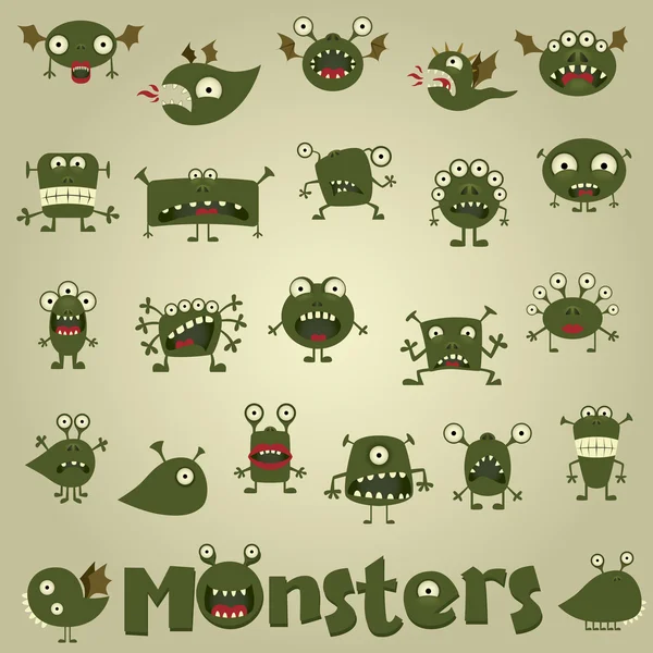 Doodle monster set — Stock vektor