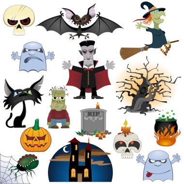 Halloween icons set clipart