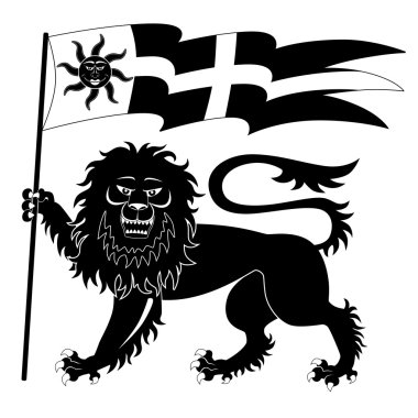 Heraldic lion with banner clipart