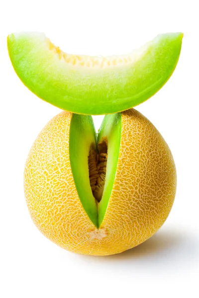Melón melón y una rebanada — Foto de Stock