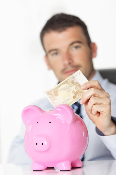 Euro in the piggy bank — Stock Photo, Image