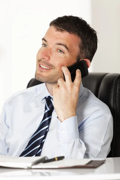 Щасливий бізнесмен по телефону — стокове фото