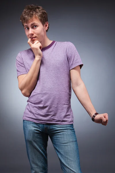 Embarrased young attractive man — Stock Photo, Image