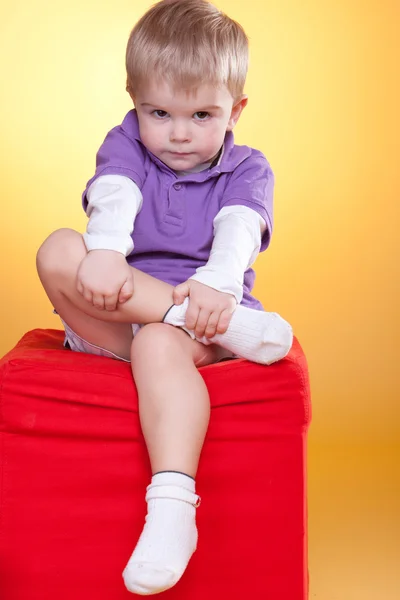 Serious little shy child — Stock Photo, Image