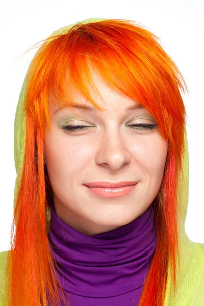 Dreamy happy red hair woman — Stock Photo, Image