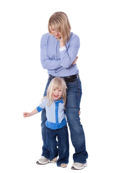 Smiling child play with mother — Stock Photo, Image