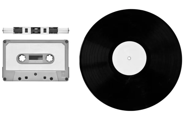 Tape cassette and record — Stock Photo, Image