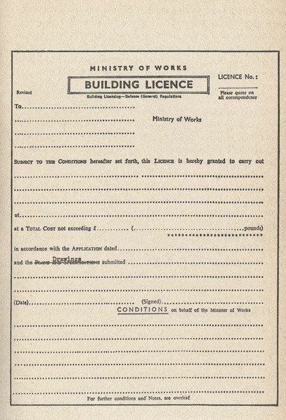 Licencia de construcción permiso de planificación —  Fotos de Stock
