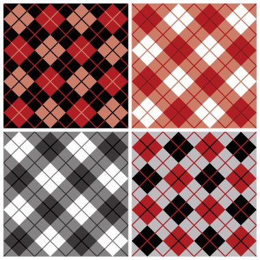 Argyle-Plaid Pattern in Red and Black clipart