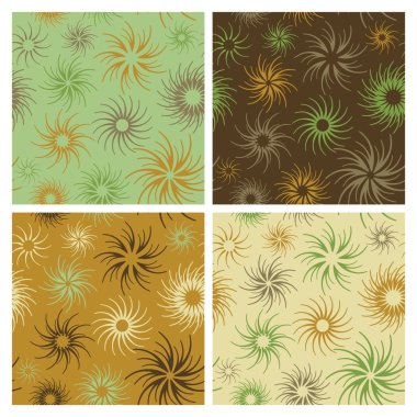 Fire Flower Pattern in Green and Brown clipart