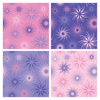 Fire Flower Pattern in Pink and Lavender clipart