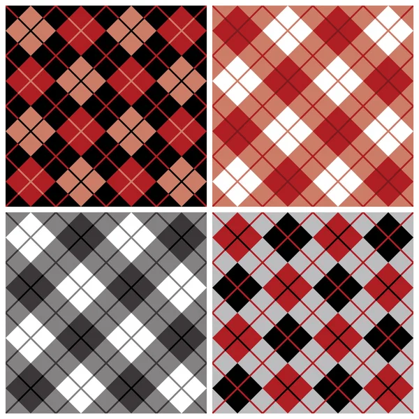 빨간색과 검은색에 아가일 무늬 패턴 — 스톡 벡터