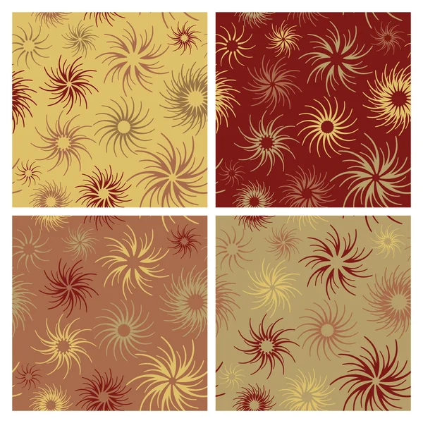 Patrón de flores de fuego en rojo y marrón — Archivo Imágenes Vectoriales