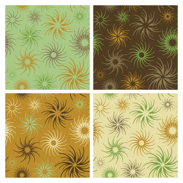 녹색 및 브라운에 불 꽃 패턴 — 스톡 벡터