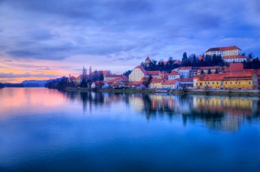 Old city Ptuj near Drava river in Slovenia, central europe, mediterranean clipart