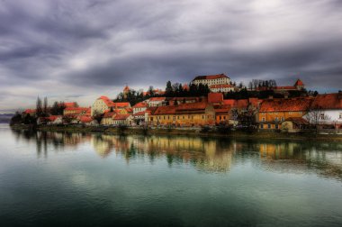 Old city Ptuj near Drava river in Slovenia, central europe, mediterranean clipart