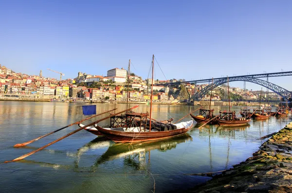 A douro-folyó, a porto Portugáliában csónakok — Stock Fotó