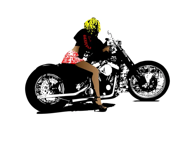 Menina em uma motocicleta —  Vetores de Stock