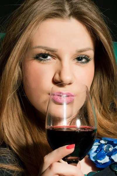 stock image Young woman drinking wine