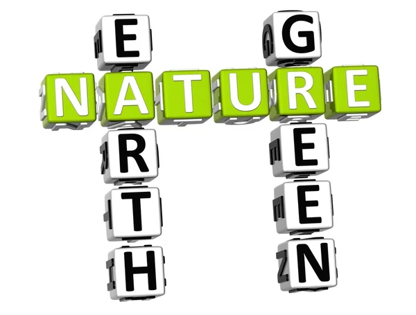 3d 자연 지구 녹색 크로스 워드 퍼즐 — 스톡 사진