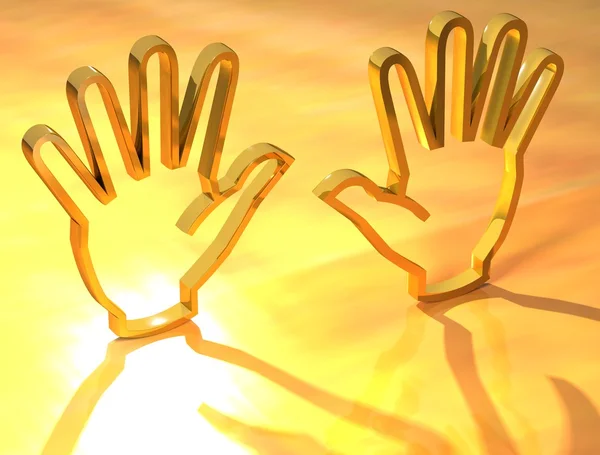 Золотой знак двух рук — стоковое фото