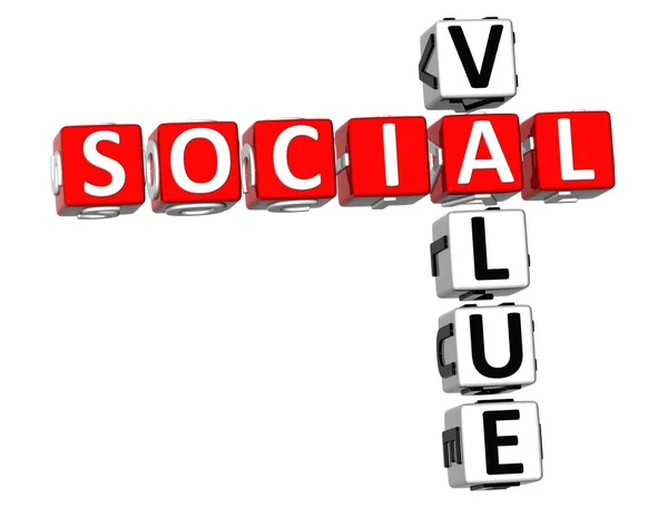 3D-sociale waarde kruiswoordraadsel — Stockfoto