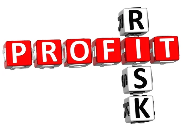 3D Profit Risk Crossword — Stock Photo, Image