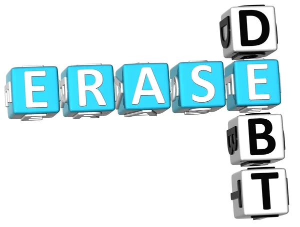 3D Erase Debt Crossword — Stock Photo, Image
