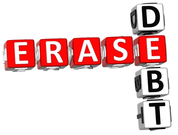 3D Erase Debt Crossword — Stock Photo, Image