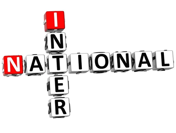 3D Inter Nation Crossword — Stock Photo, Image