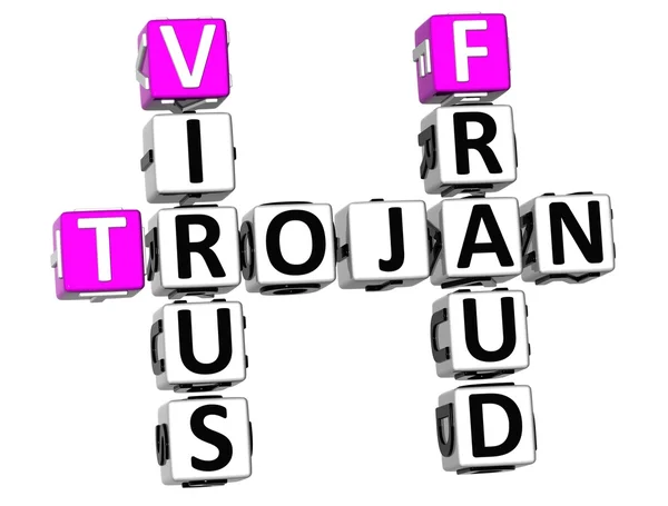 3D-Trojaner-Virus-Betrug Kreuzworträtsel — Stockfoto