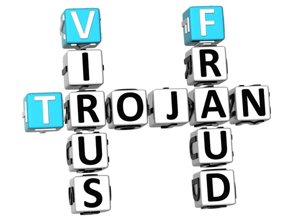 3D-trojan-virus fraude kruiswoordraadsel — Stockfoto