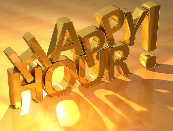 Happy Hour Texto en oro —  Fotos de Stock