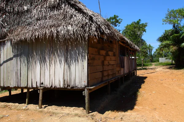 Hus i en indisk gemenskap i peruanska Amazonas — Stockfoto