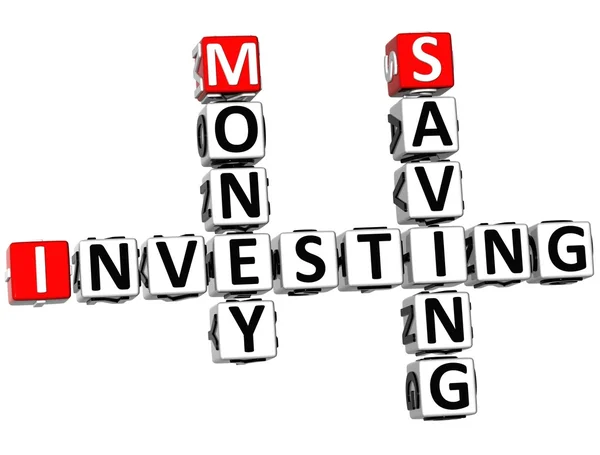 3D Investing Money Saving Crossword — Stock Photo, Image