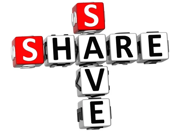 3D Share Salvar palavra cruzada — Fotografia de Stock