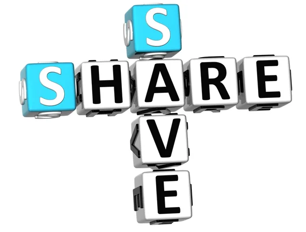 3D Share Salvar palavra cruzada — Fotografia de Stock