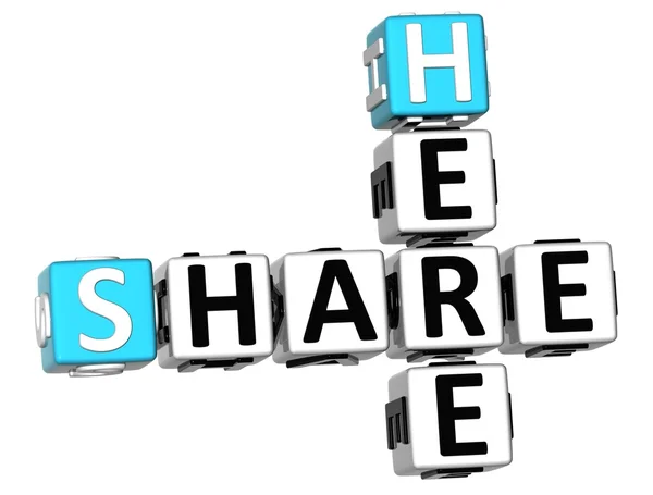 3D Share Here Crossword — Stock Photo, Image