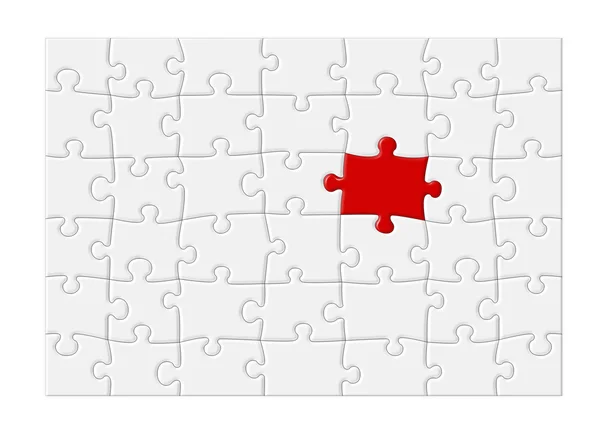 Quebra-cabeça em branco com peça vermelha - XL — Fotografia de Stock