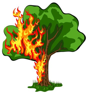 Tree on fire clipart