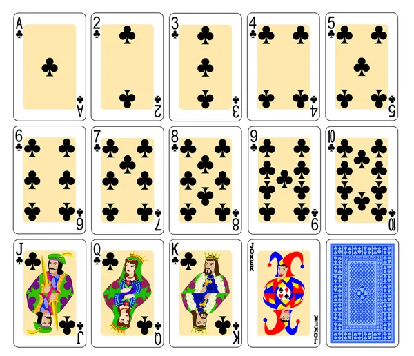 Hrací karty kluby — Stockový vektor
