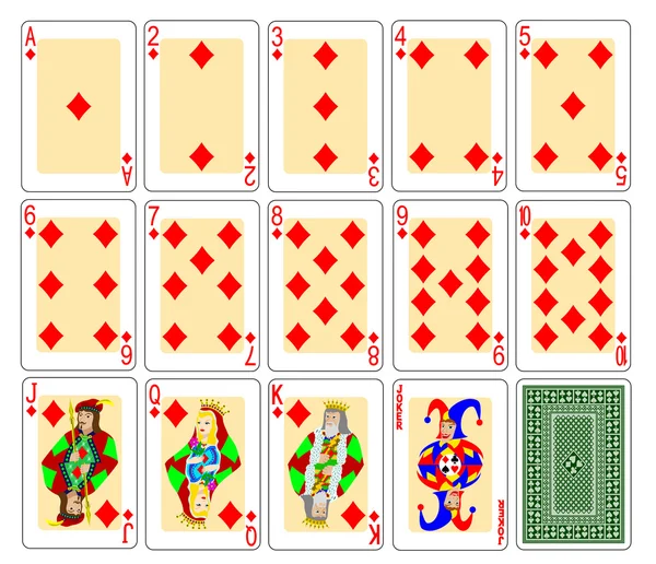Playing cards diamonds — Stock Vector