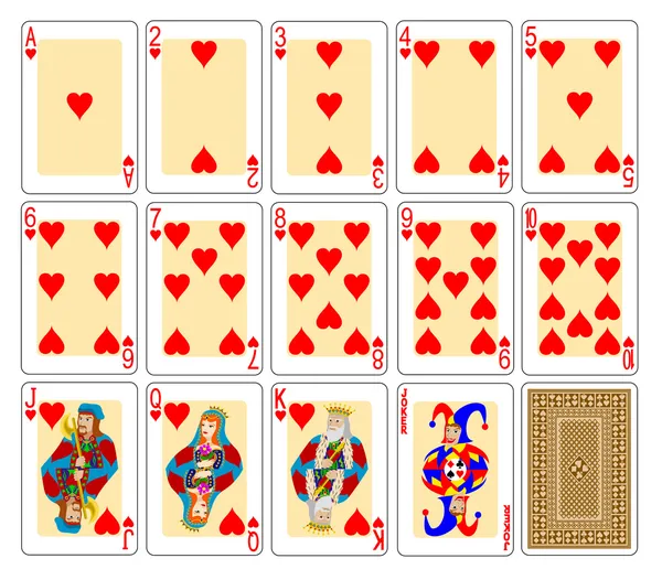 Jogar cartas corações — Vetor de Stock